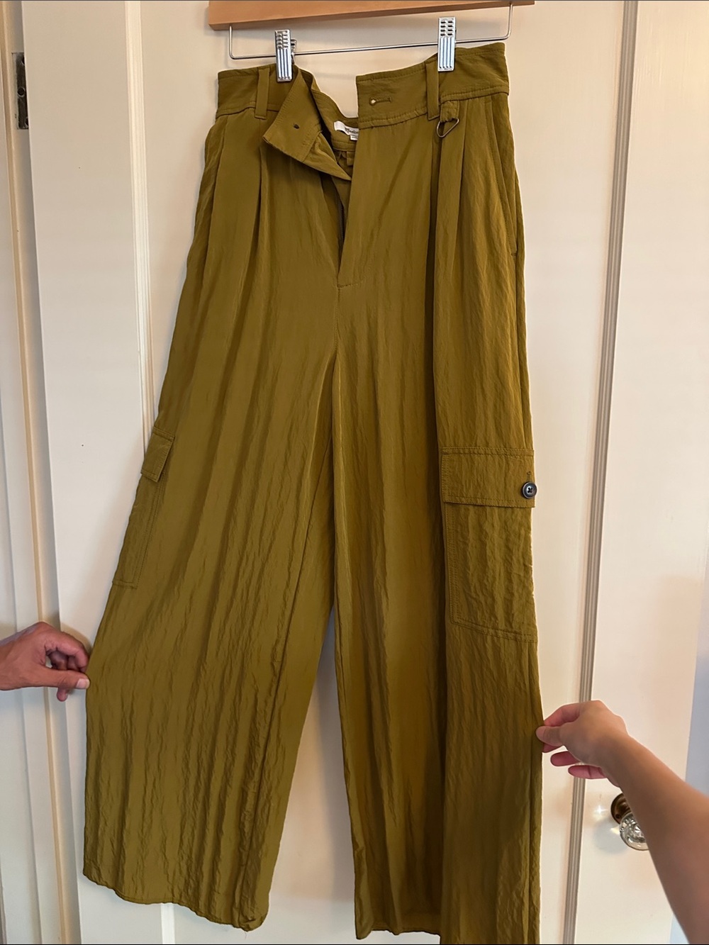Madewell Olive Green High-Rise Wide Leg Cargo Pants